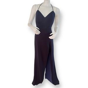 Windsor Navy Formal Dress w/ Lace Back & Front Slit Size L